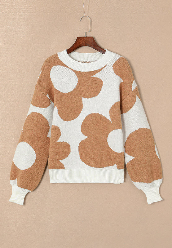 Bold Bloom Mock Neck Long Sleeve Sweater